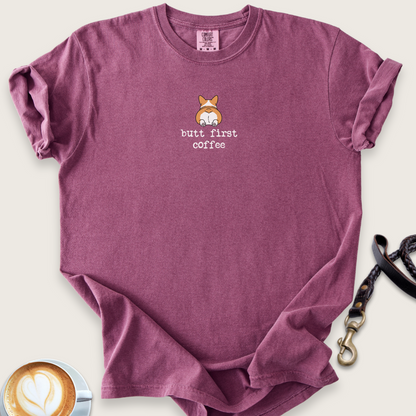 Butt first, coffee T-shirt