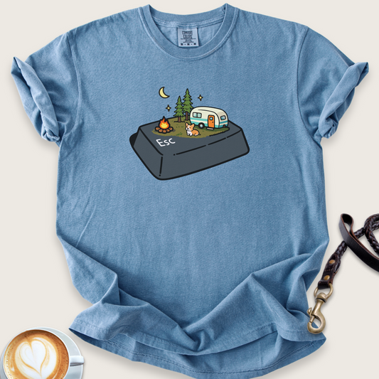 Esc camper button T-shirt