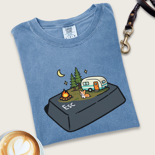 Esc camper button T-shirt